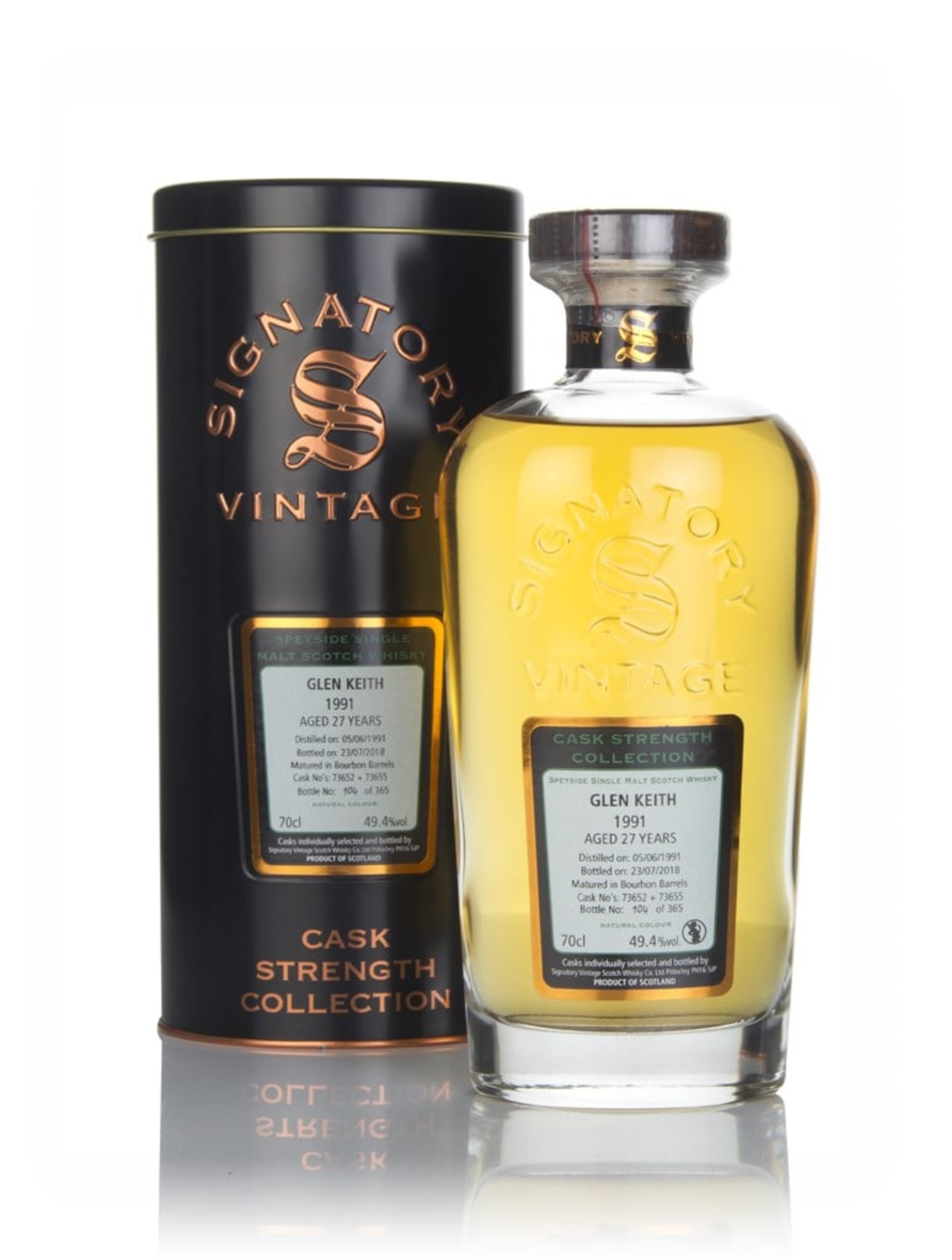 Glen Keith 27 Year Old 1991 (casks 73652 & 73655) - Cask Strength Collection (Signatory) 70cl