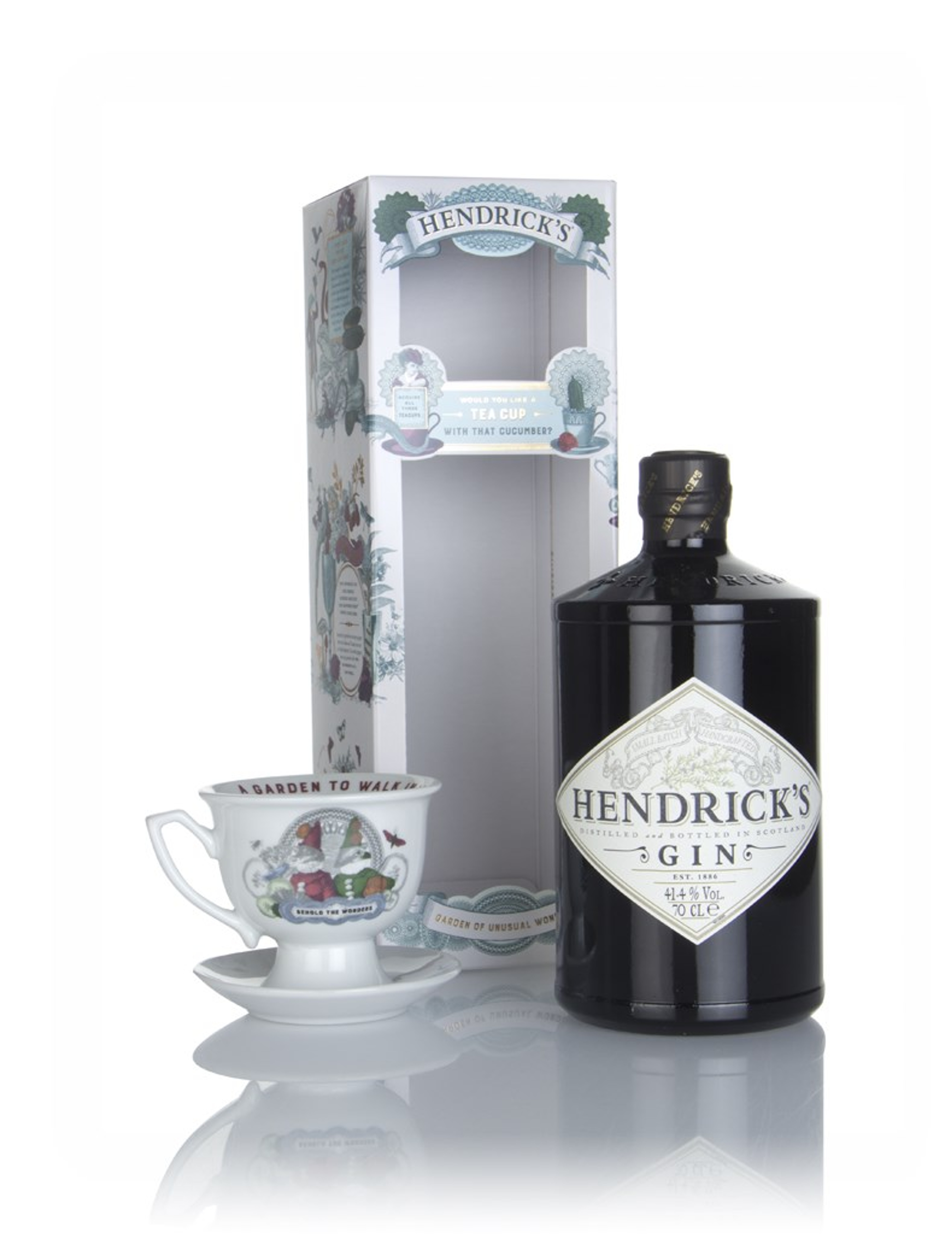 Hendrick's Gin - Unusual Garden Gift Box with Tea Cup 70cl