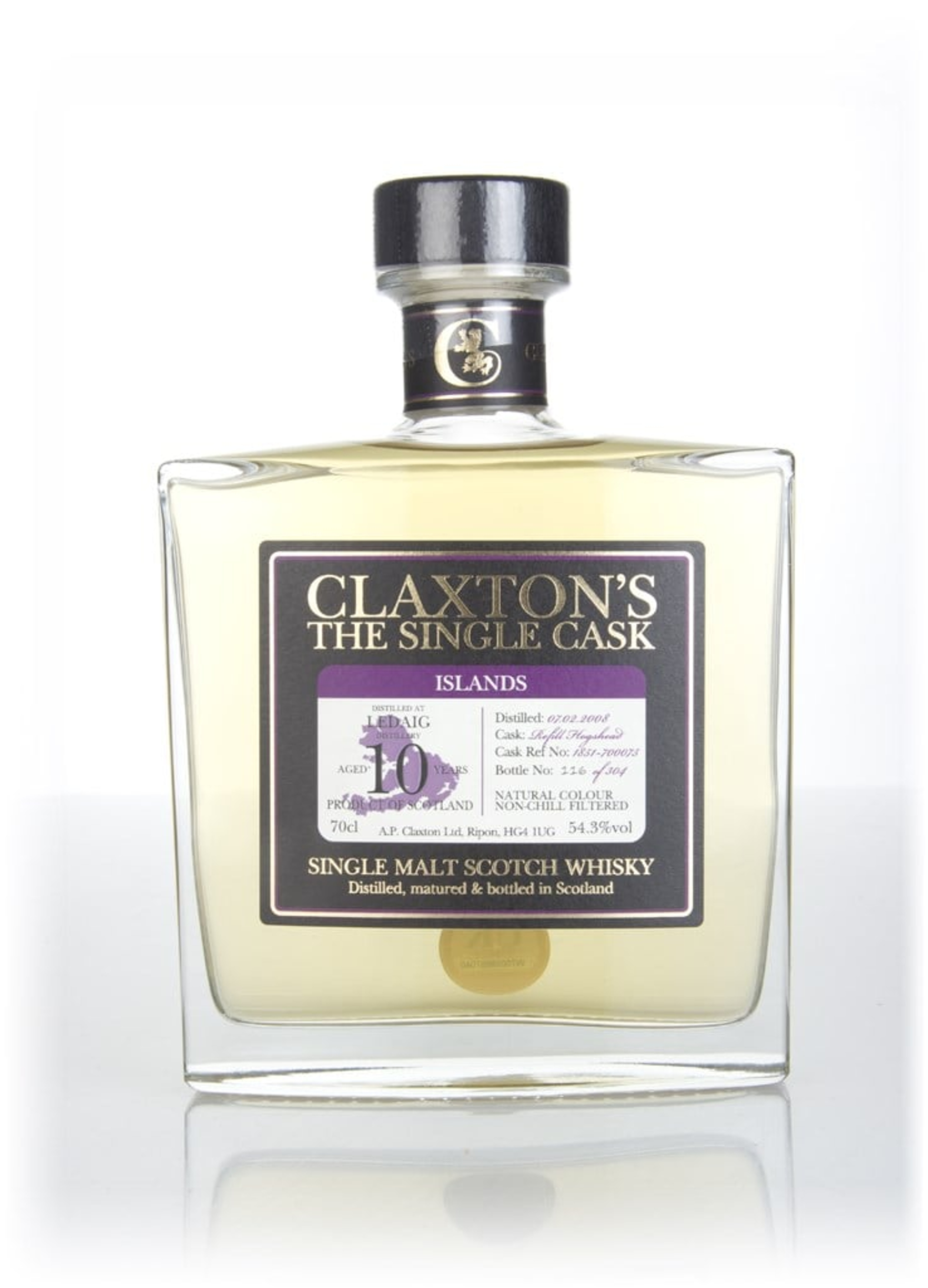 Ledaig 10 Year Old 2008 (cask #1851-700075) - Claxton's 70cl