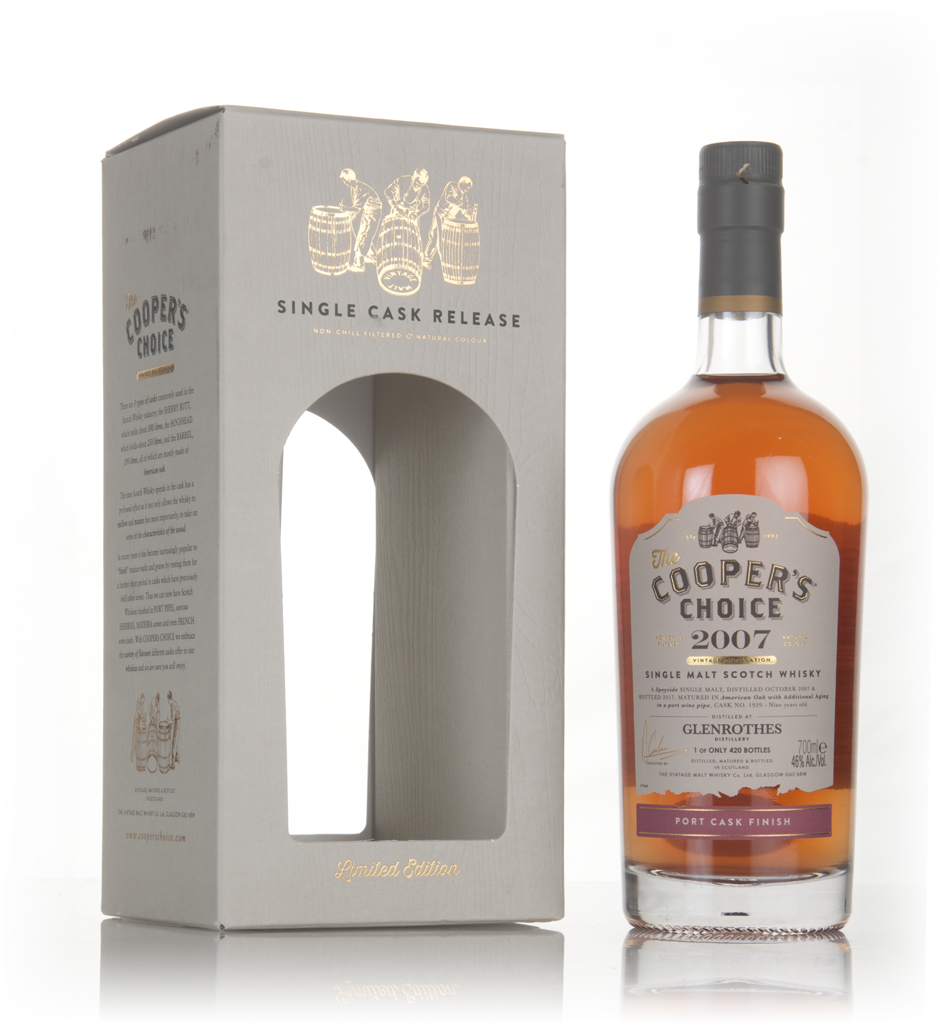 Glenrothes 9 Year Old 2007 (cask 1929) - The Cooper's Choice (The Vintage Malt Whisky Co.) 70cl product image