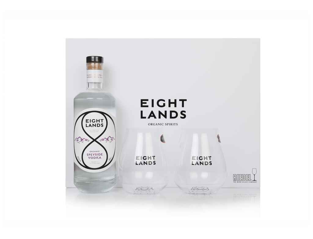 Eight Lands Vodka Gift Set with 2x Glasses (No Box / Torn Label) 70cl product image