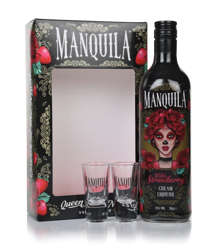 Manquila Wild Strawberry Cream Liqueur Gift Set with 2x Glasses 70cl product image