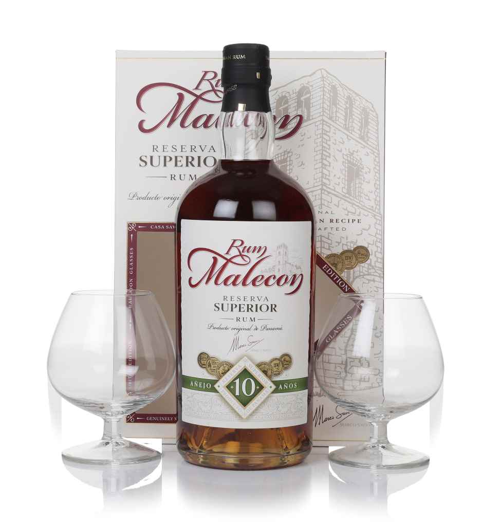 Malecon 10 Year Old Reserva Superior Gift Set with 2x Glasses 70cl product image