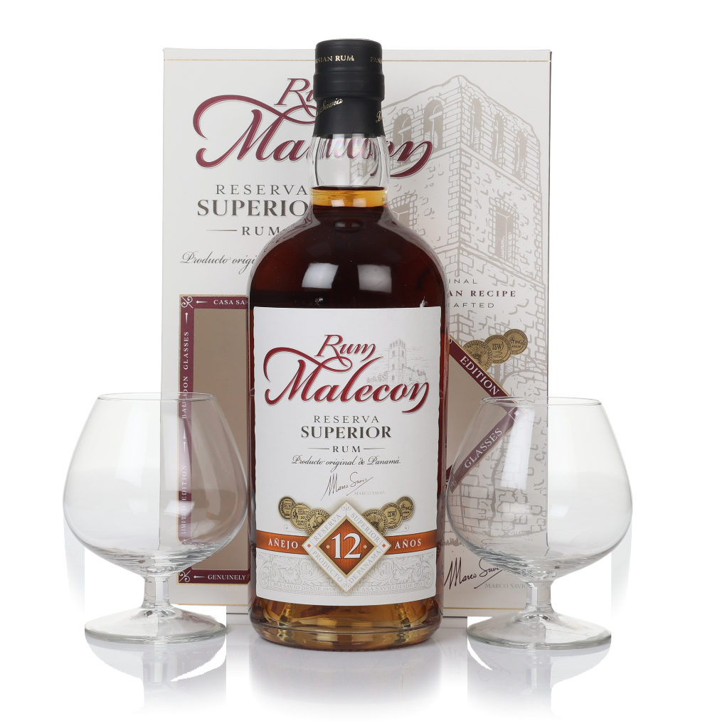 Malecon 12 Year Old Reserva Superior Gift Pack with 2x Glasses 70cl product image