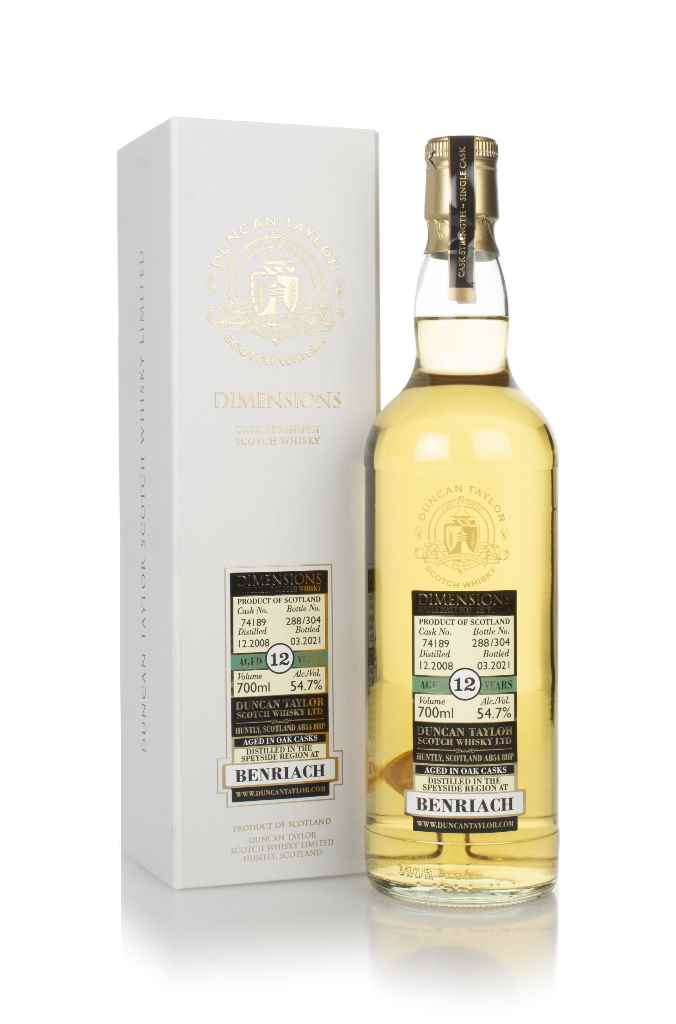 Benriach 12 Year Old 2008 (cask 74189) - Dimensions (Duncan Taylor) 70cl product image