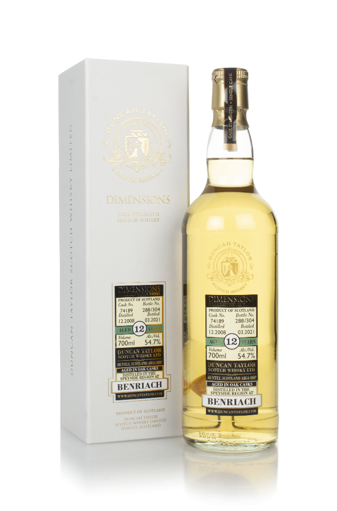 Benriach 12 Year Old 2008 (cask 74189) - Dimensions (Duncan Taylor) 70cl product image