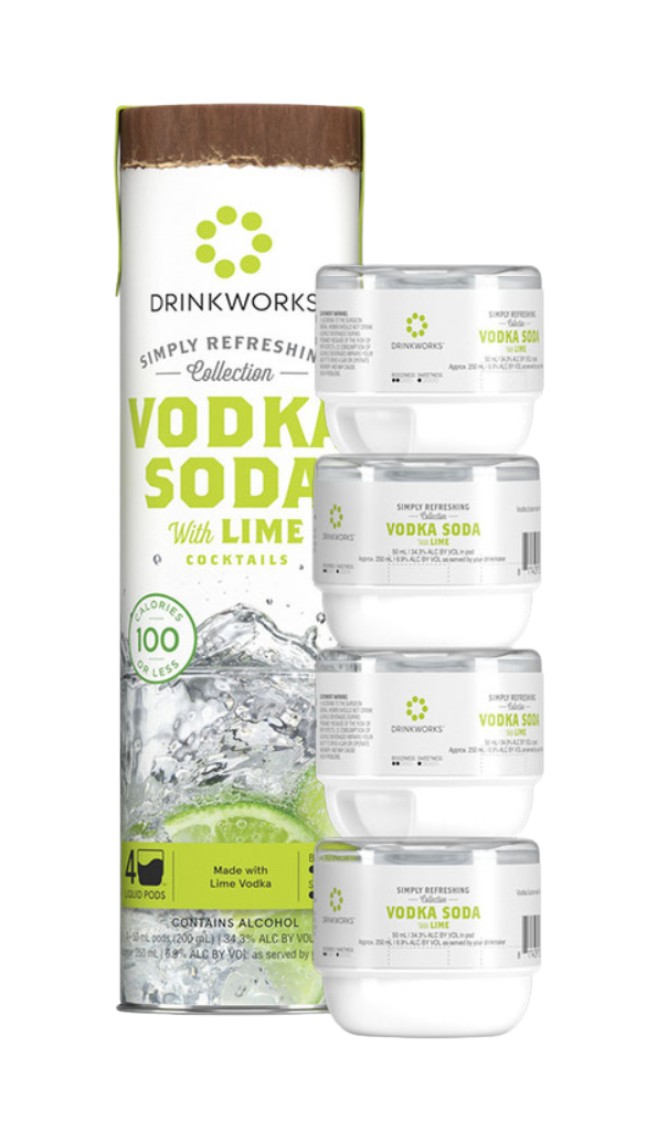 Drinkworks Vodka Soda with Lime Tube (4x Pods) 20cl product image