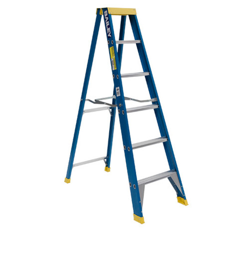 2.1M FIBREGLASS SINGLE SIDED STEP LADDER 150KG
