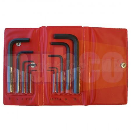 10PCE 1.3-10MM MET L-WRENCH HEX KEY SET IN WALLET