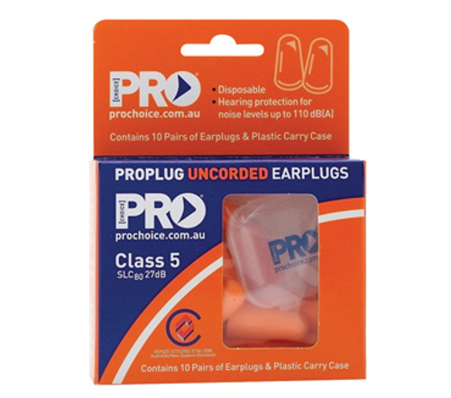 10PK UNCORDED CLASS 5 - 27DB FOAM DISP EARPLUGS
