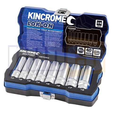 8PCE 10-19MM 3/8\" DR METRIC DEEP LOK ON SOCKET SET