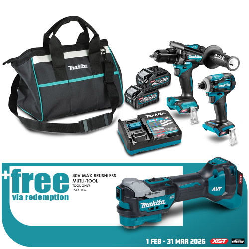 40V MAX 2 PCE BRUSHLESS IMPACT DRIVER, HAMMER DRILL, 2x 4.0AH BATTERIES, CHARGER, & BAG