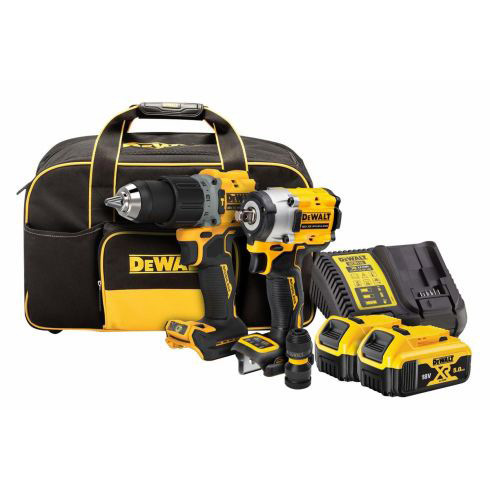 18V XR 2PCE B/LESS COMPACT KIT 2X5.0AH BATT,CHARG & BAG