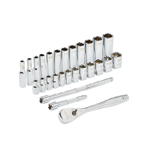 28PCE 1/4\" DRIVE METRIC RATCHET & SOCKET SET
