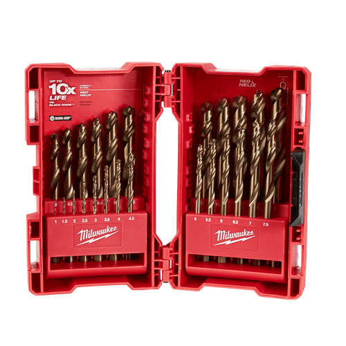 25PCE ROUND 3 POINT SHANK RED HELIX COBALT DRILL BIT SET