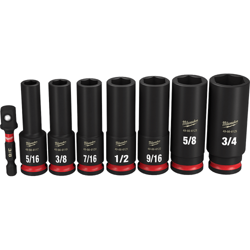 8PC 3/8\" DRV SAE DEEP 6 PT SHOCKWAVE IMPACT SOCKET SET
