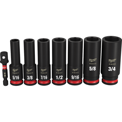 8PC 3/8\" DRV SAE DEEP 6 PT SHOCKWAVE IMPACT SOCKET SET