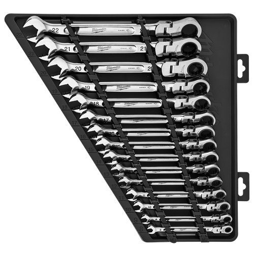 15PE METRIC FLEX-HEAD RATCHETING WRENCH SET