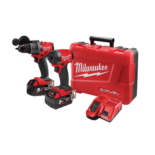 18V 2PCE IMPACT DRIVER & HAM DRILL KIT X2 5AH BATT, CHAR