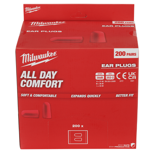 200PK TAPERED UNCORDED EARPLUGS & DISPENSER BOX