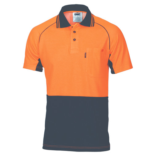 3XL HIVIS COOL BREEZE ORANGE/NAVY S/S POLO SHIRT