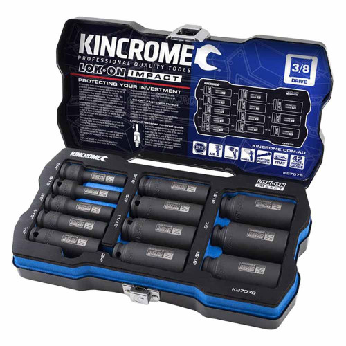 12PCE 1/4-15/16\" 3/8\" DR LOK ON IMPACT SOCKET SET