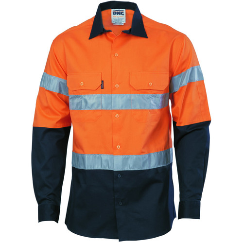 XL O/N L/S HIVIS TWO TONE TAPED D/N CD SHIRT