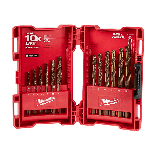 19PCE ROUND 3 POINT SHANK RED HELIX COBALT DRILL BIT SET