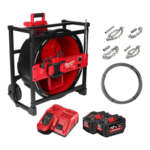 18V HIGH SPEED CHAIN SNAKE KIT W/ONE KEY - 2X12AH BATT&CHRG