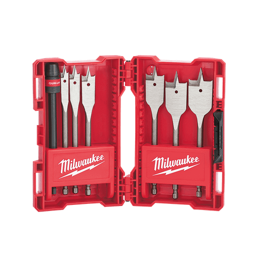7PC TIMBER SPADE BIT SET 10MM TO 25MM + 150MM EXTENSION