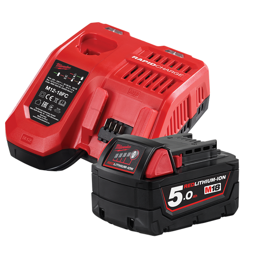 18V 5.0AH RED LITHIUM BATTERY & CHARGER STARTER PACK