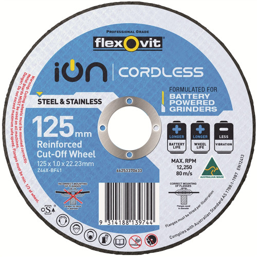 125X1.0X22.2MM INOX CUT-OFF WHEEL T/S CORDLESS GRINDER