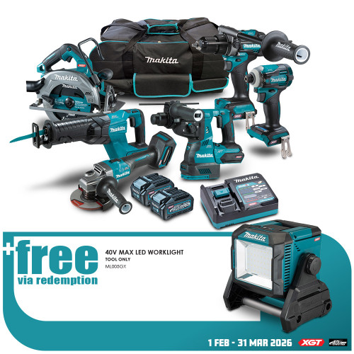 40V MAX 6 PCE BRUSHLESS COMBO KIT 2 x 4.0AH BATTERIES, CHARGER, & BAG