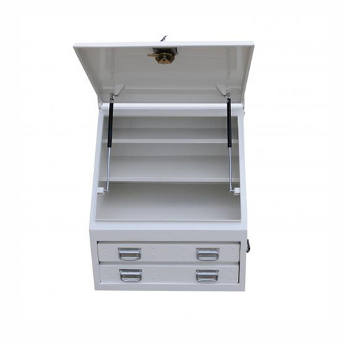 700X600X750MM WHITE UPRIGHT STEEL TRUCK BOX 2 DRAWER