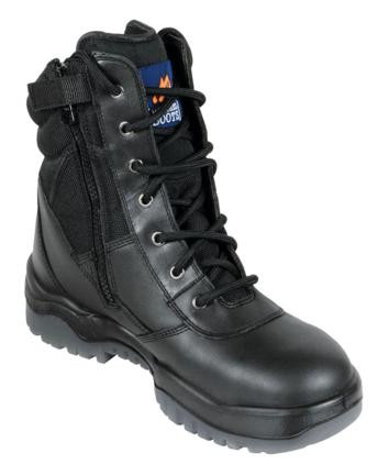 HIGHLEG LACE UP ST/TOE BOOT WITH ZIP BLK SZ 5
