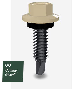 10GX25MM T17 SCREW HEX SEAL B8 (CAT5) COTTAGE GREEN 1000PK