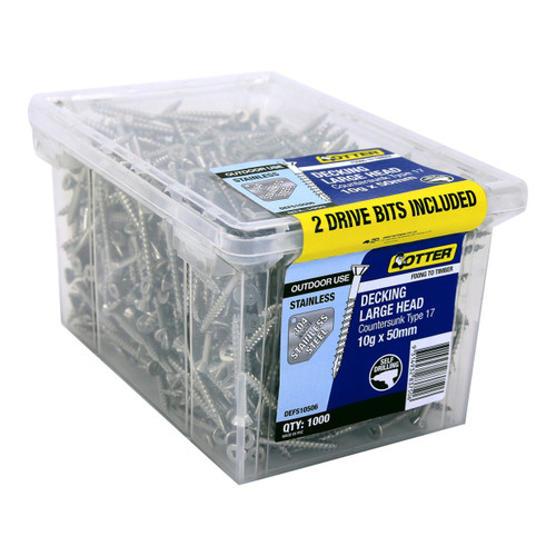 10GX50MM S/S 304GR FLAT HEAD DECK SCREW - 1000PK