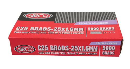 25MMX1.6MM C SERIES Z/P BRADS 5000PK