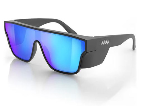 PRIMES SAFETY GLASSES MATTE BLACK FRAME / BLUE REFLECTOR