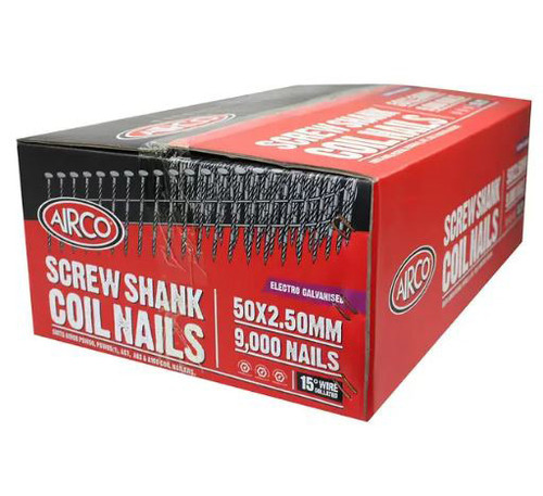 50X2.5MM GALV SCREW SHANK FENCING COIL NAILS - 9000PK
