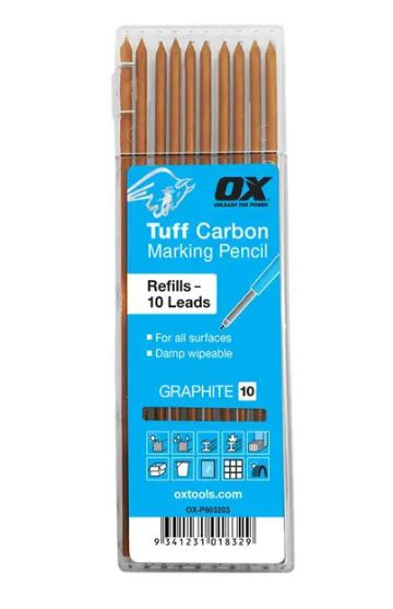 10PK MARKING PENCIL LEADS, GRAPHITE - TUFF CARBON