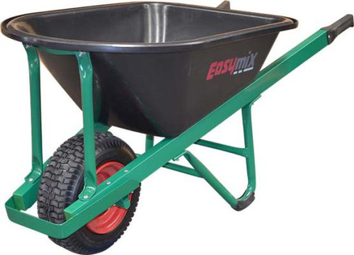 100L BLACK H/D POLY TRAY WHEELBARROW WIDE PNEUMATIC WHEEL