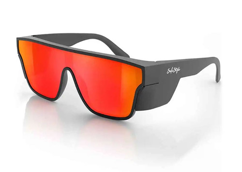 PRIMES SAFETY GLASSES MATTE BLACK FRAME / RED REFLECTOR