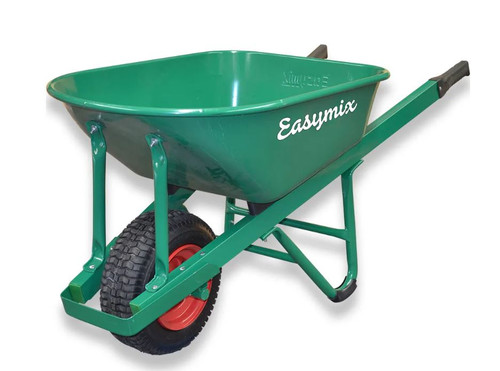 100L GREEN H/D STEEL TRAY WHEELBARROW WIDE PNEUMATIC WHEEL