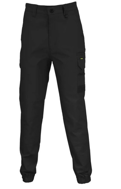 127S BLACK ELASTIC CUFFED SLIMFLEX CARGO PANT