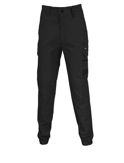 122S BLACK ELASTIC CUFFED SLIMFLEX CARGO PANT