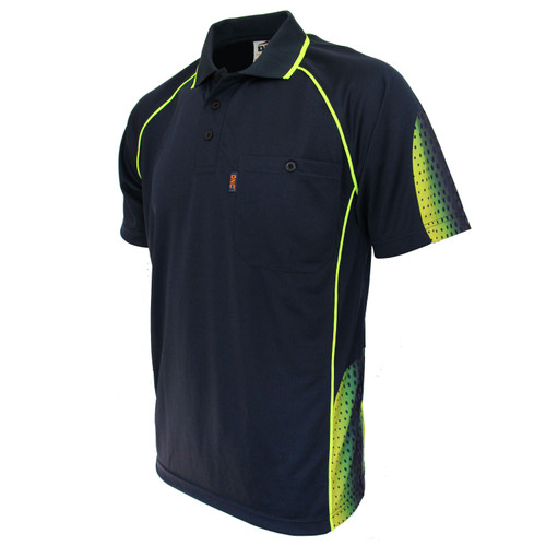 M NAVY/YELLOW GALAXY SUBLIMATED POLO