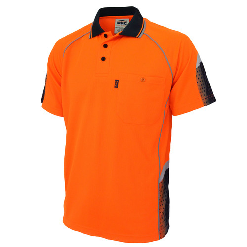 5XL ORANGE/NAVY HIVIS GALAXY SUBLIMATED POLO