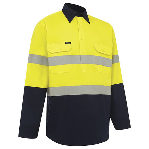 4XL YELLOW/NAVY LONG SLEEVE HIVIS TAPED WELDERS SHIRT