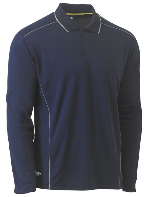 2XS NAVY L/S COOL MESH POLO W/ REFLECT PIPING